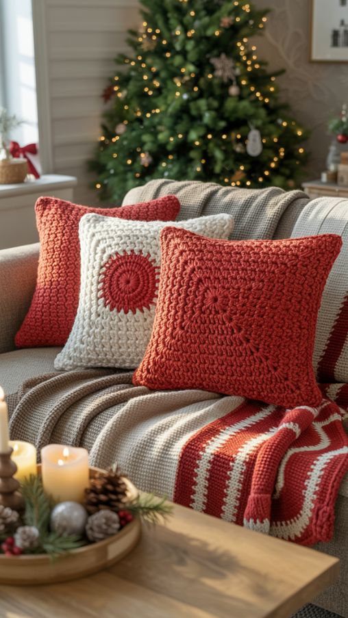 Crochet and Knitted Christmas Pillow Ideas for Cozy Handmade Holiday Decor