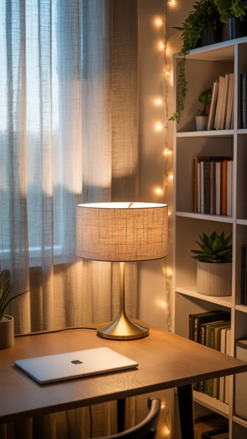 Cute Office Ideas with Warm Lighting for a Bright and Inviting Workspace