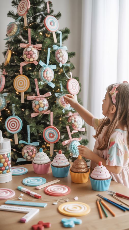 DIY Candy Ornaments and Decorations for a Candy Land Christmas Tree