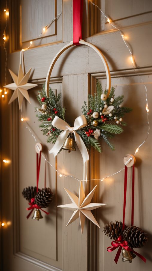 DIY Christmas Door Ornaments and Wreath Entryway Decor
