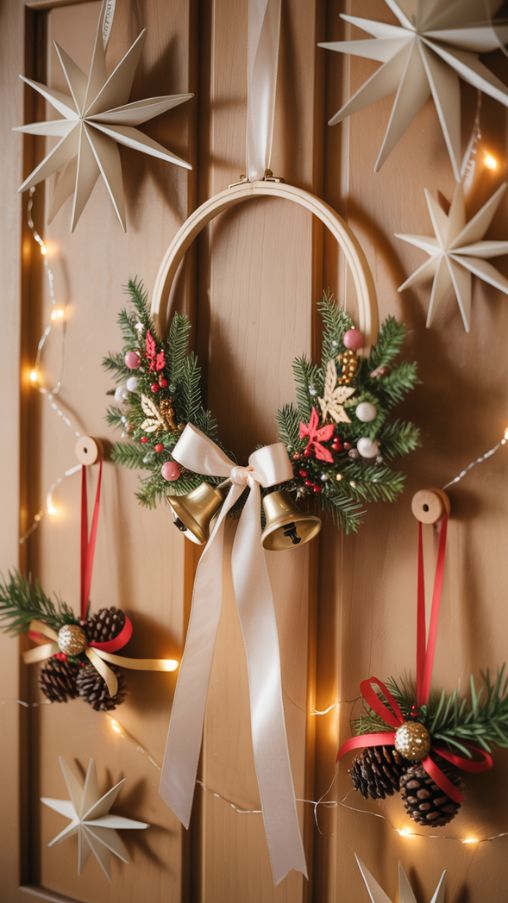 DIY Christmas Door Ornaments and Wreath Entryway Decor