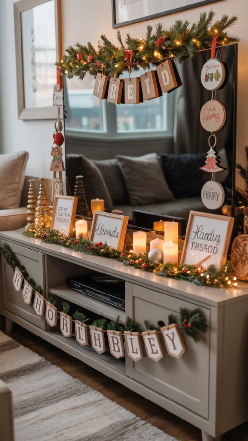 DIY and Personalized TV Stand Christmas Decor Ideas