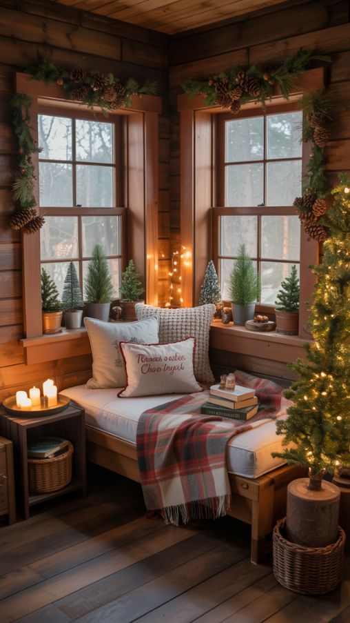 Decorating Bedrooms and Cozy Nooks for Cabin Christmas
