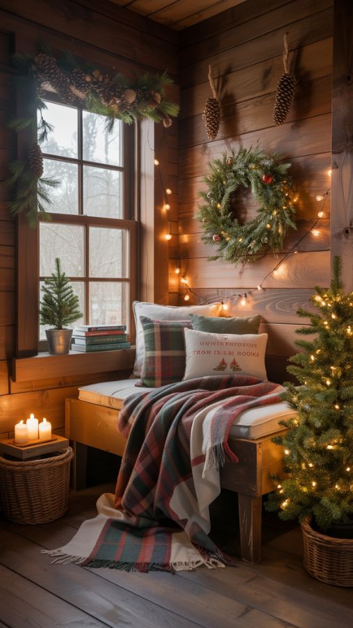 Decorating Bedrooms and Cozy Nooks for Cabin Christmas