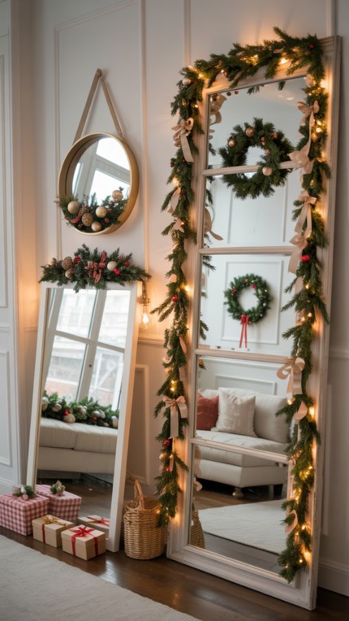 Decorating Different Types of Mirrors for Christmas