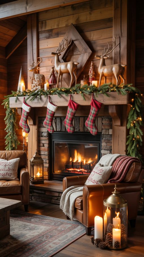 Decorating Your Fireplace for a Lodge-Style Holiday