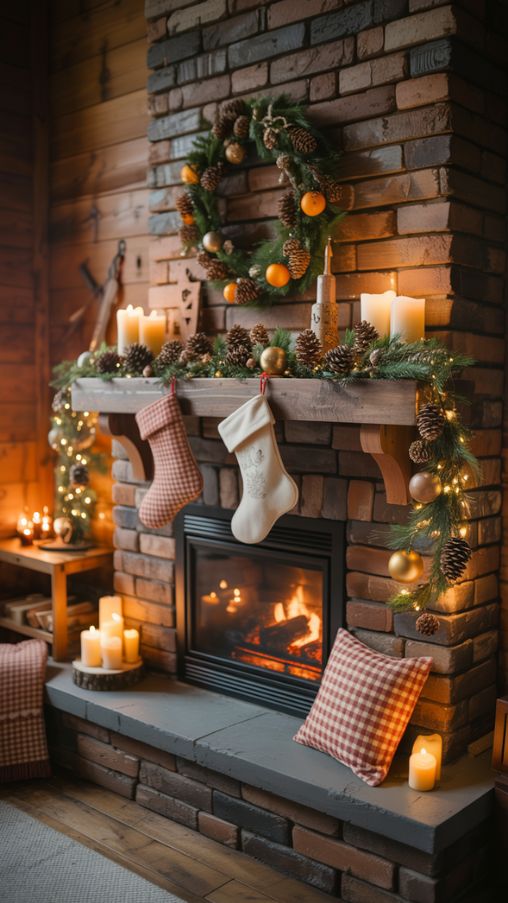 Decorating the Fireplace and Mantel in a Cozy Cabin
