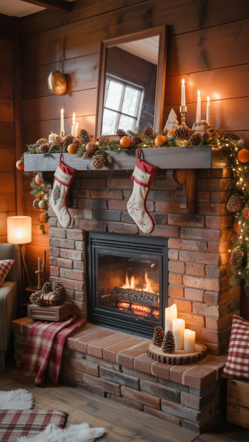 Decorating the Fireplace and Mantel in a Cozy Cabin