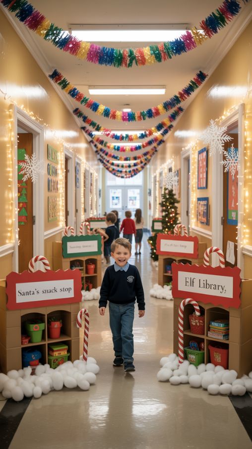 Decorating the School Hallways – Festive Christmas Village Theme for Schools