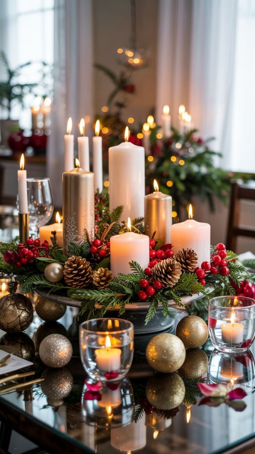 Elegant Christmas Candle Centerpiece Ideas for Holiday Tables