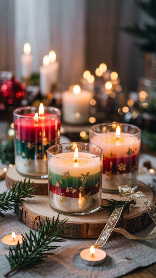 Elegant Layered Christmas Candles for Festive Home Decor