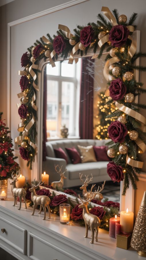 Elegant Themed Arrangements for Mirror Christmas Decor