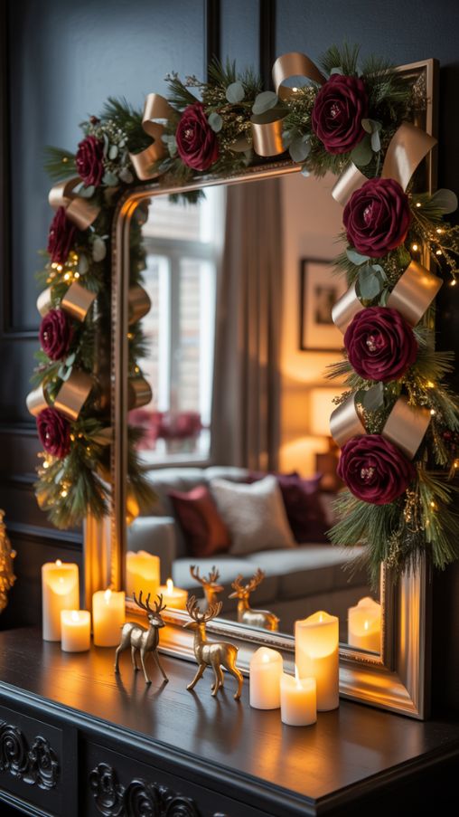 Elegant Themed Arrangements for Mirror Christmas Decor
