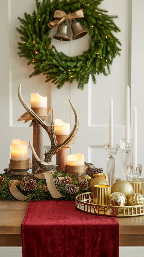 Entry Table Christmas Decor Theme Ideas: Rustic Farmhouse vs Glam Glamour