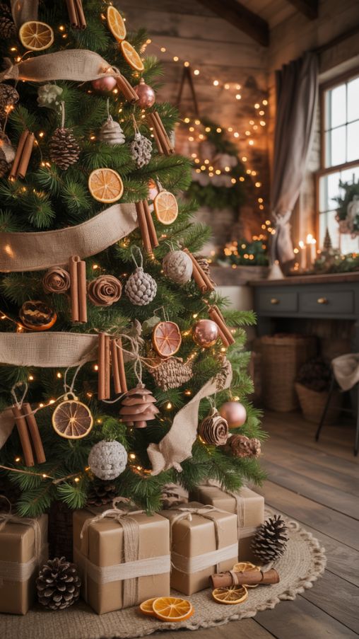 Farmhouse Christmas Tree with Seasonal Scents and Sensory Decor