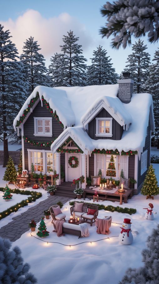 Festive Bloxburg Christmas House Exterior Design