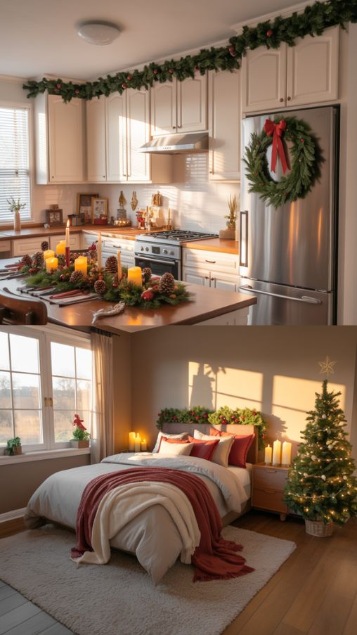 Festive Bloxburg Kitchen and Cozy Christmas Bedroom Decor