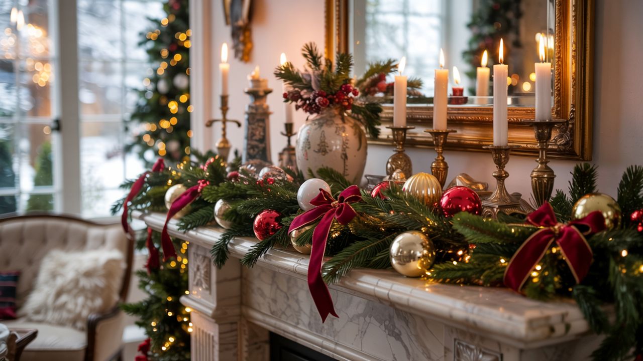 Fireplace Mantle Christmas Decor Ideas