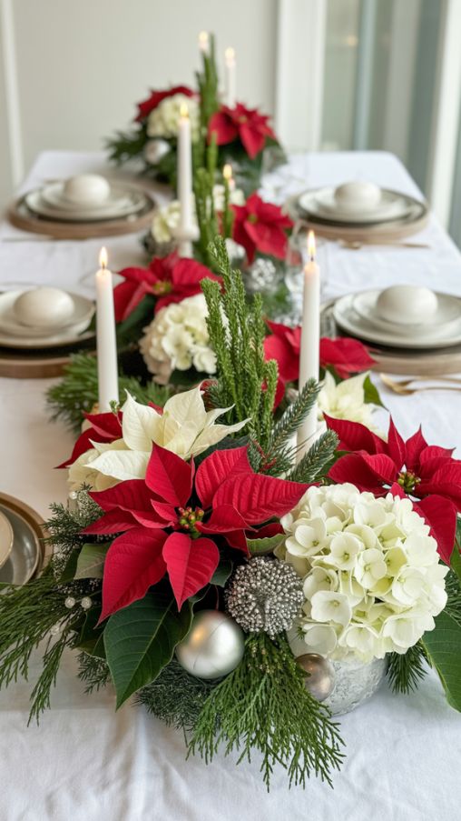 Floral DIY Christmas Table Centerpiece Ideas for an Elegant Holiday Setting