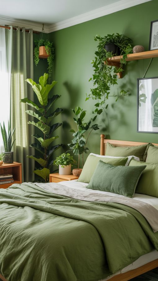 Green Bedroom Ideas with Plants – Fresh, Natural, and Inviting Decor Inspiration