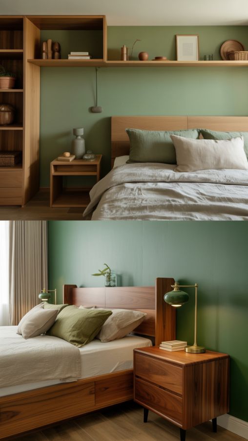 Green and Wood Tones Bedroom Ideas – Cozy, Natural, and Sophisticated Decor Inspiration