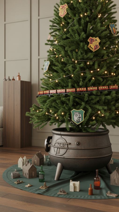 Harry Potter Christmas Tree Ideas with Magical Base Decorations