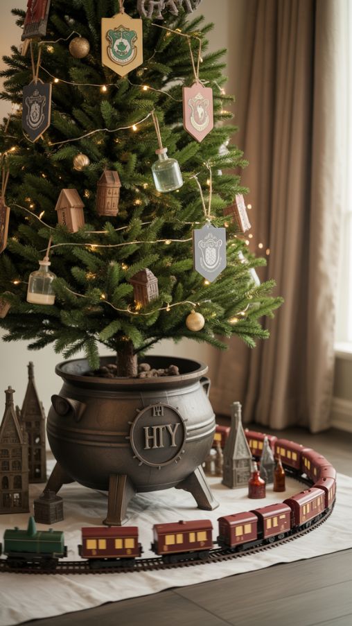 Harry Potter Christmas Tree Ideas with Magical Base Decorations