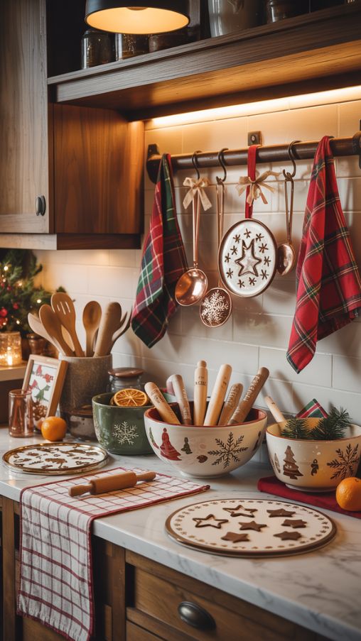 Holiday Kitchen Decorations, Christmas Baking Decor, Festive Kitchen Accessories