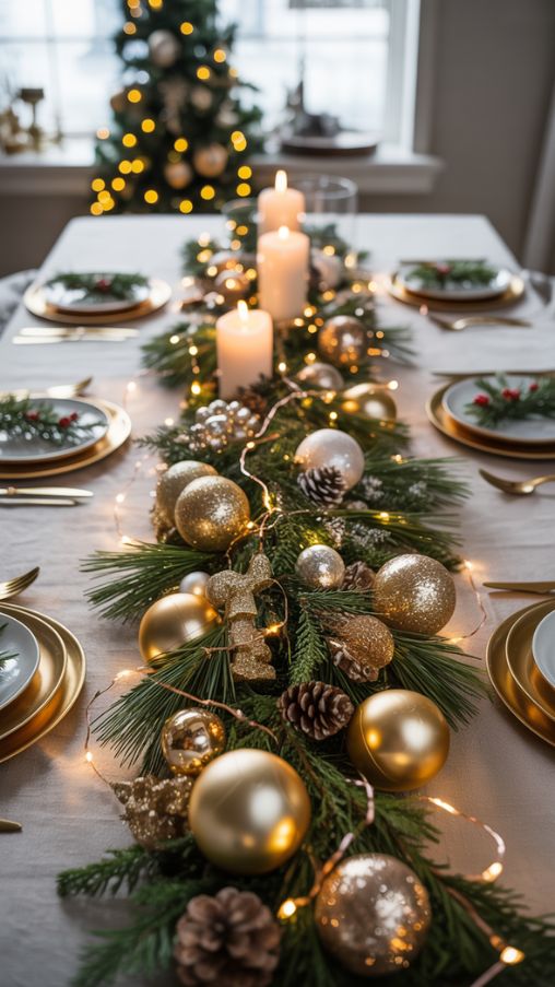 Holiday Lighting and Glamorous DIY Christmas Table Centerpiece Ideas for a Sparkling Festive Table