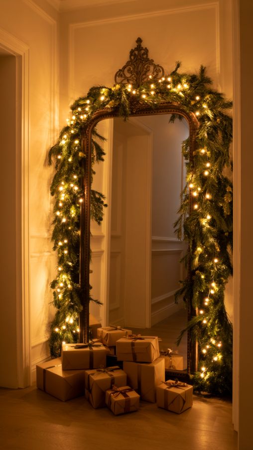 Holiday Mirror Decor Ideas for Hallways and Entryways