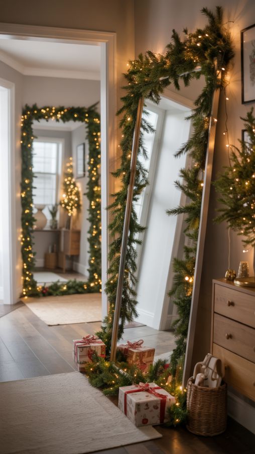 Holiday Mirror Decor Ideas for Hallways and Entryways