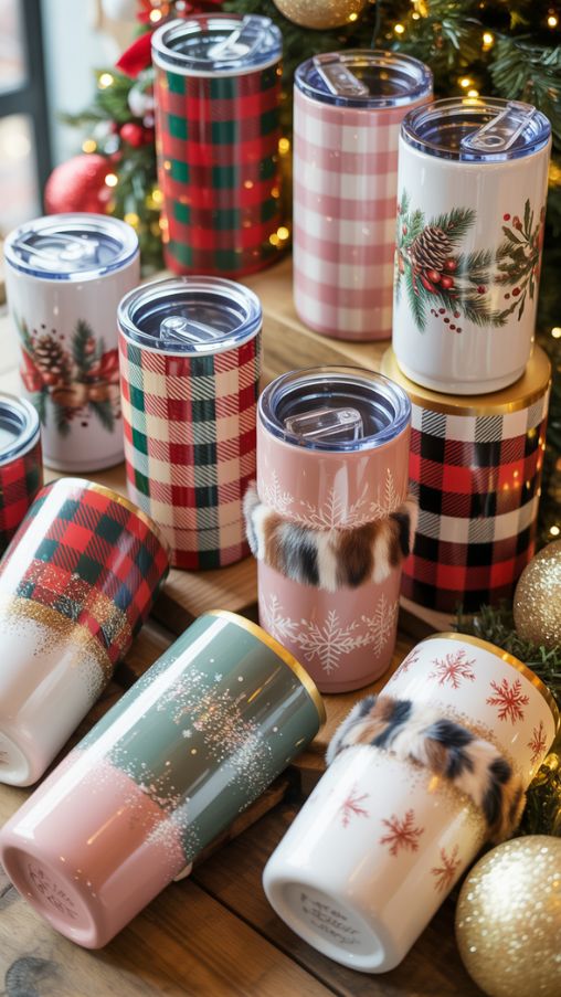 Holiday Pattern and Color-Inspired Christmas Tumblers