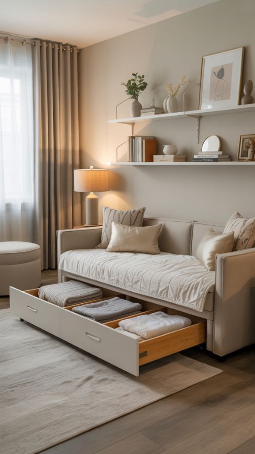 Incorporating Smart Storage Solutions in a Sofa Bed Guest Room