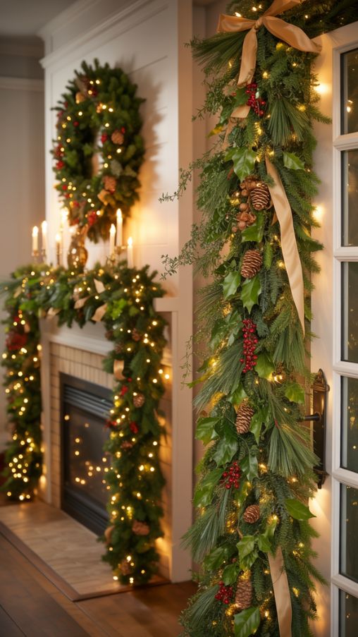 Indoor Garland with Warm LED Lights Christmas Decor