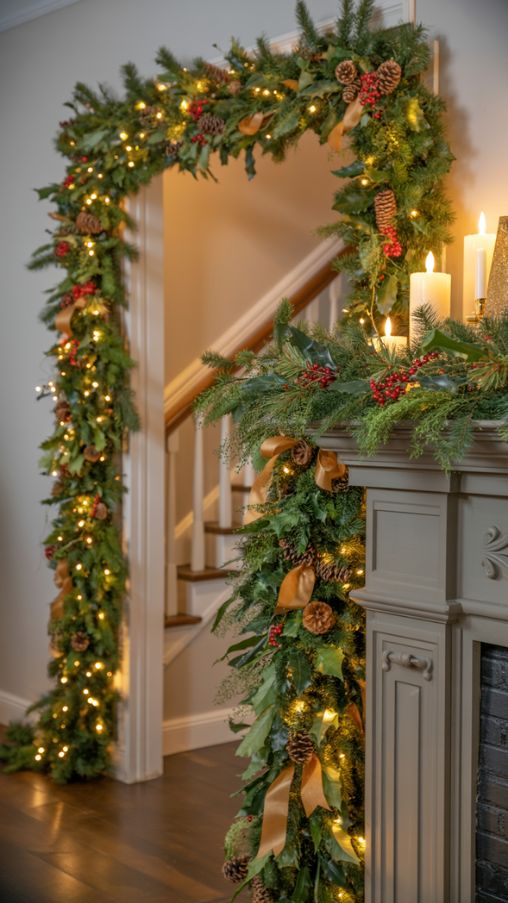 Indoor Garland with Warm LED Lights Christmas Decor