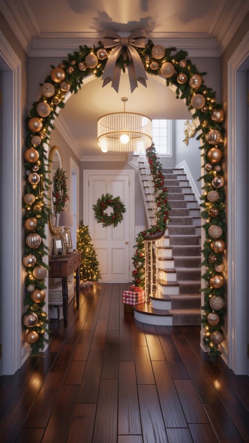 25 Stunning Hallway Christmas Decorating Ideas For A Festive Home ...