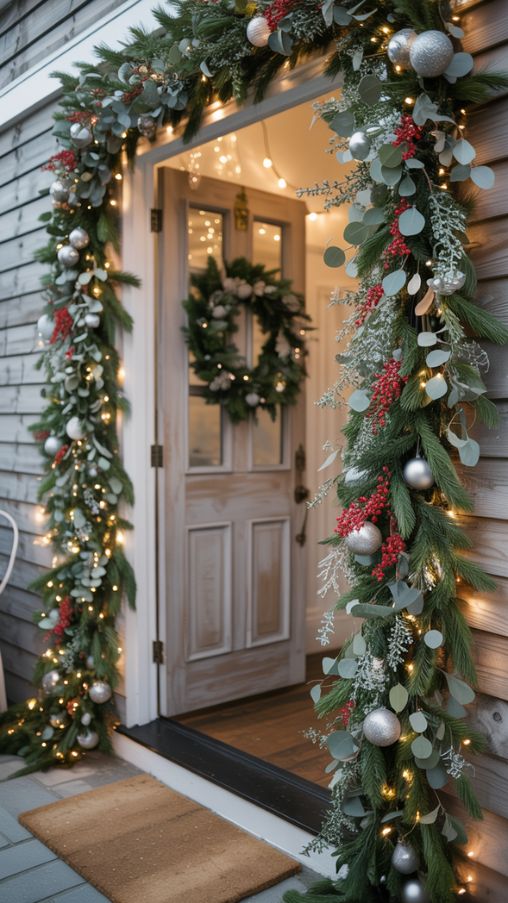 Layered Greenery Garland Entryway Christmas Decor