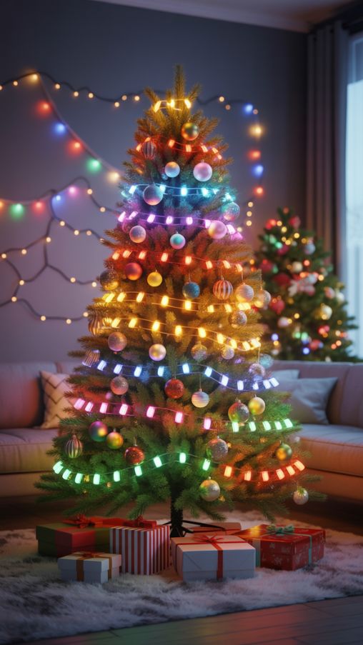 Layered Lights Colorful Christmas Tree Ideas