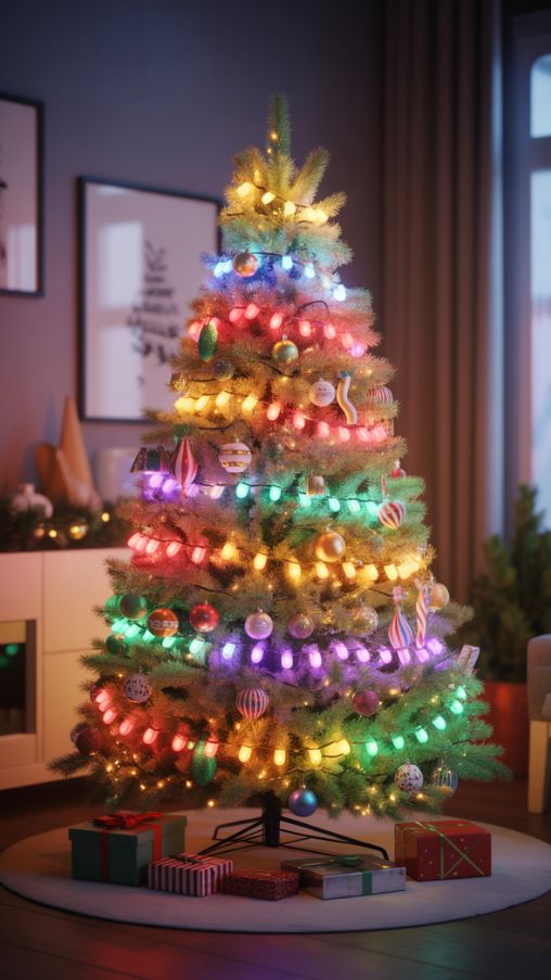 Layered Lights Colorful Christmas Tree Ideas