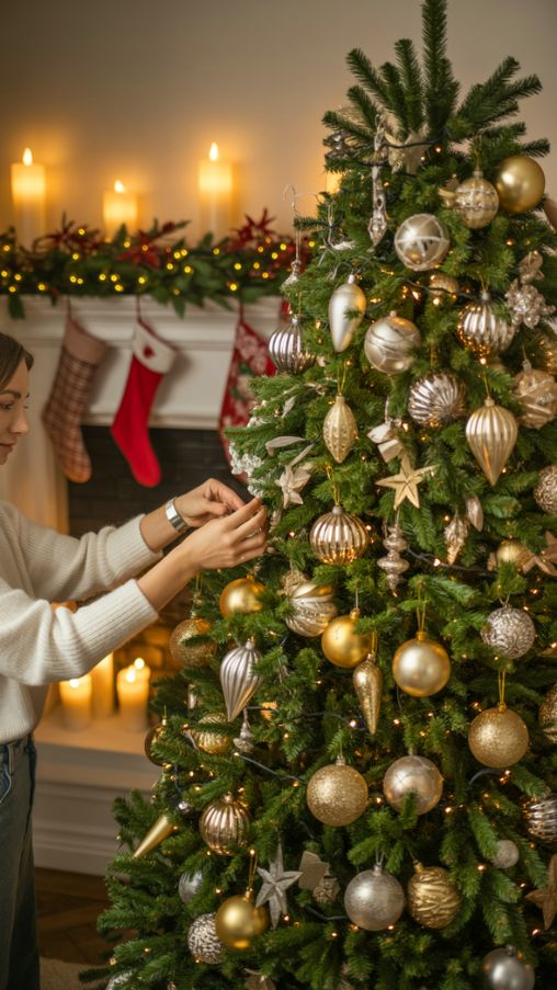 Layering Christmas Tree Ornaments Strategically from Big to Small for a Full and Dimensional Look