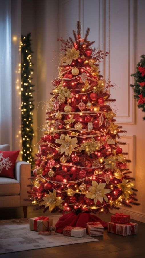 Lighting Tips for a Warm and Festive Red and Gold Christmas Tree