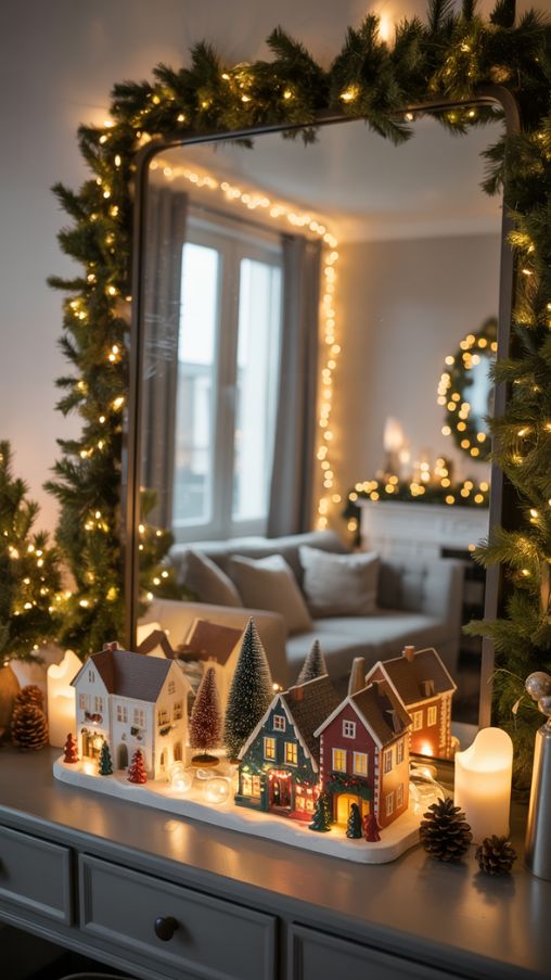 Mirrors Enhancing Indoor Christmas Lights Glow