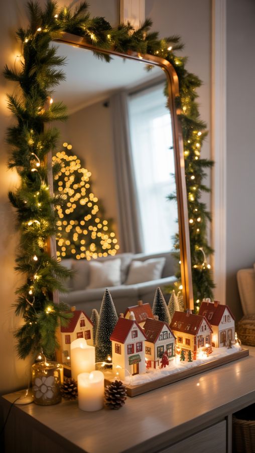 Mirrors Enhancing Indoor Christmas Lights Glow