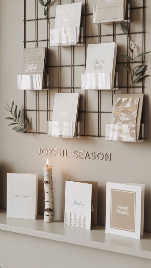 Modern and Minimalist Christmas Card Display for a Chic Holiday Home