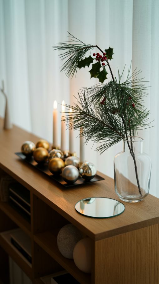Modern and Minimalist Christmas Shelf Decor Ideas