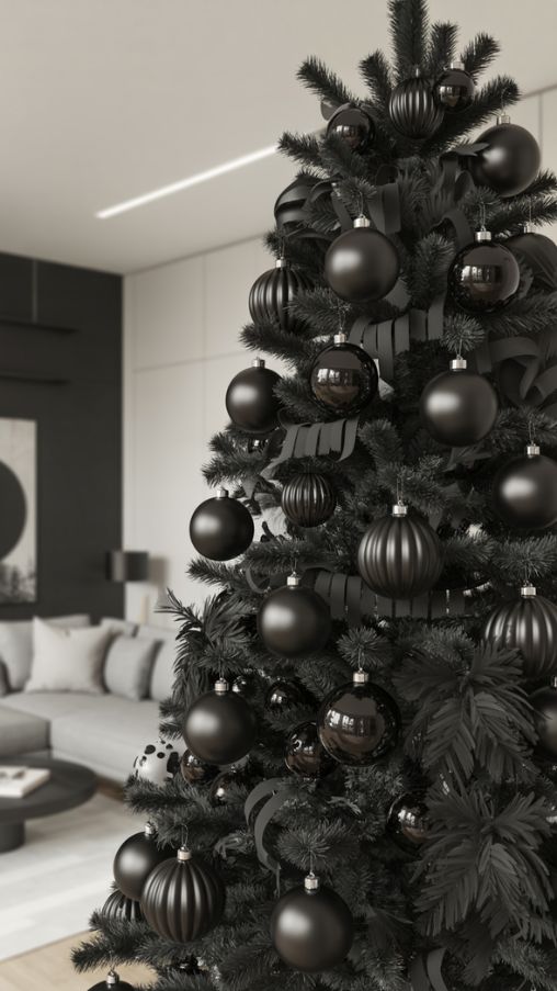 Monochromatic Black Christmas Tree Design Ideas