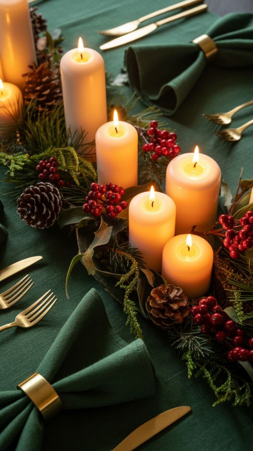Moody Christmas Table Setting and Centerpiece Inspiration