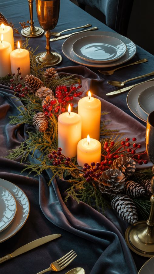Moody Christmas Table Setting and Centerpiece Inspiration