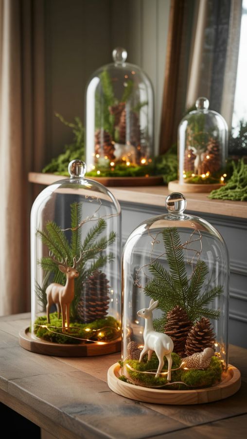 Nature-Inspired Christmas Cloche Ideas for a Rustic Woodland Holiday