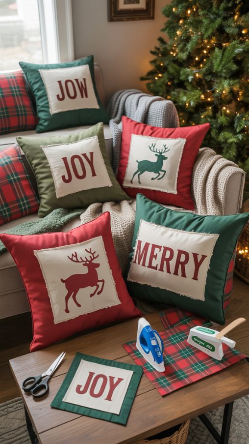 No-Sew Christmas Pillow Cover Ideas for Easy DIY Holiday Decor